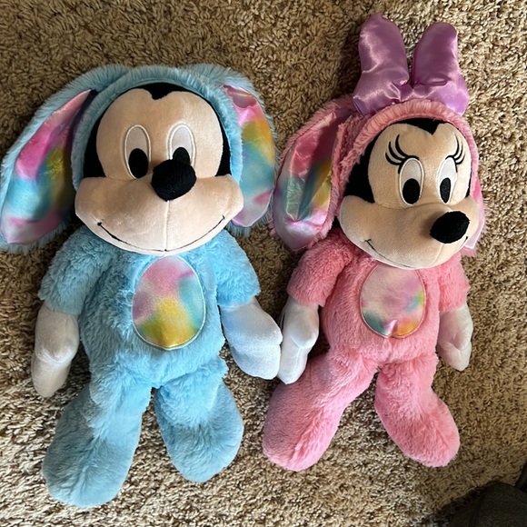 BNWOT super soft & cuddly Disney Mickey and Minnie Mouse Easter Bunny Plush Set! - Picture 2 of 7